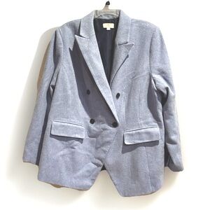 Smoky Blue Plus Size Double-Breasted Wool Blazer Women’s Sz 18
